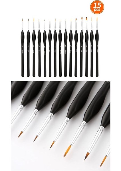 15 Parça Detay Boya Fırça Seti Akrilik Sulu Boya Yağlı Boya Için Uygun Silindir Çantalı modelleri