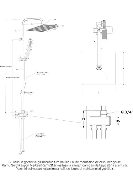 Teleskopik Kolonlu Tepe Duş Seti Robot Duş Yağmurlama Pirinç El Başlıklı KDS102-2 indirimleri
