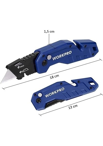 WP211008 Profesyonel Katlanır Çok Amaçlı Rötuş Maket Bıçağı + 10 Adet Yedek Bıçak fiyatları