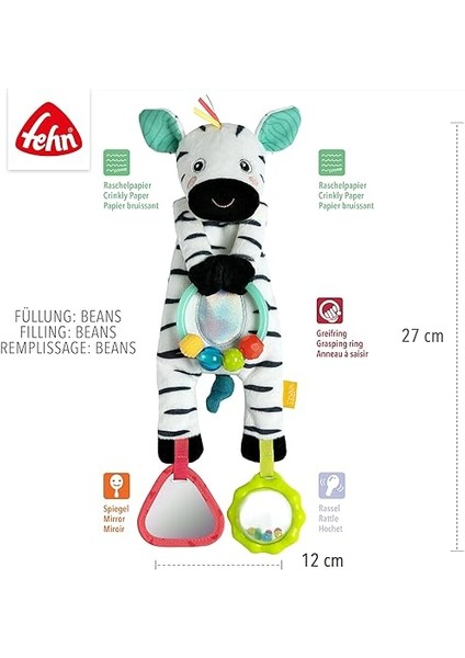 Toys Bebek Fasulye Torbası Zebra - Boncuk Halkalı Motor Becerileri Oyuncağı, Kavrama ve Hissetme Için Bebek Karyolası Oyuncağı - 0+ Aydan Itibaren indirimleri