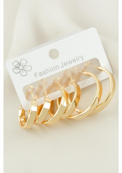 6 Adet Ezme Halka Küpe 2-2,5-3 cm