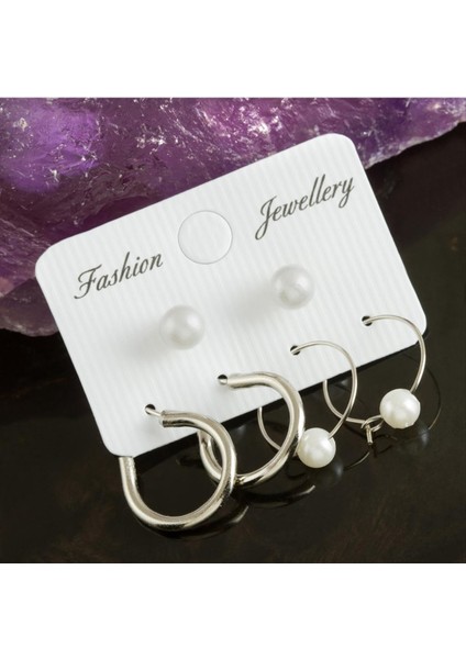 6 Adet Deniz Kabuğu Inci Halka Küpe 1,5 cm