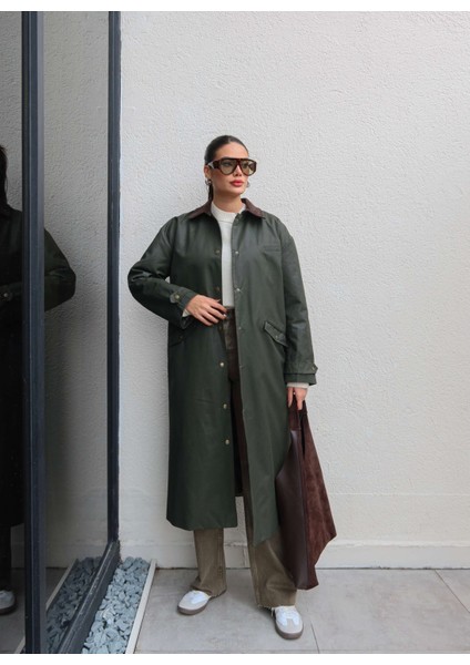 Kadife Yaka Çıtçıtlı Trench modelleri