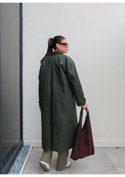 Kadife Yaka Çıtçıtlı Trench fırsatları