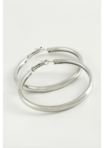 Çizgili Boru Halka Küpe 5,5 cm