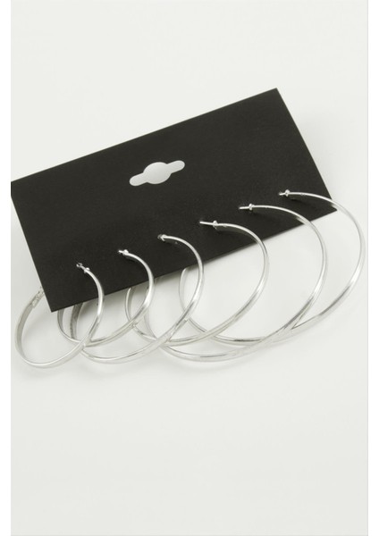 Düz Metal Halka Küpe 6 Adet