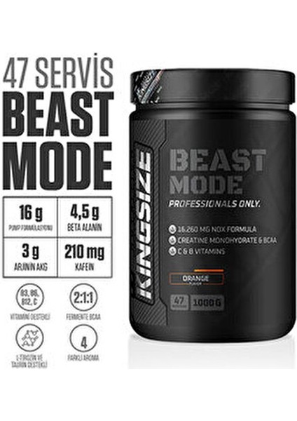 Beast Mode 1000 gr Portakal Aromalı 16.260 mg NOX Formülü ile Güç Artışı modelleri