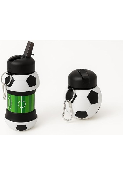 Store Futbol, Basketbol ve Tenis Topu Şeklinde Katlanabilir Matara, 0.5l Silikon Spor Su Şişesi, Taşınabilir ve Hafif (Futbol)