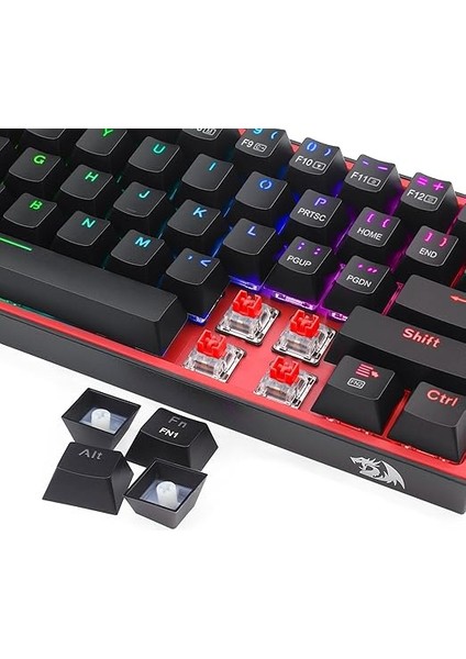 K616 Fizz Pro% 60 3 Modlu Kablolu, 2.4ghz Kablosuz, Bluetooth Mekanik Oyun Klavyesi, 61 Tuşlu Kompakt W/siyah Renkli Tuş Kapakları, Doğrusal Kırmızı Anahtar, Pro Sürücü/yazılım Destekli fırsatları