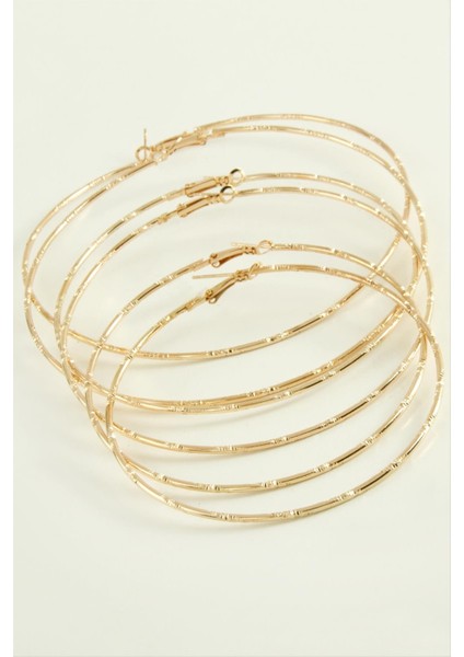 Noktalı Metal Halka Küpe 6 Adet