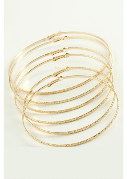 Zikzak Desenli Metal Halka Küpe 6 Adet