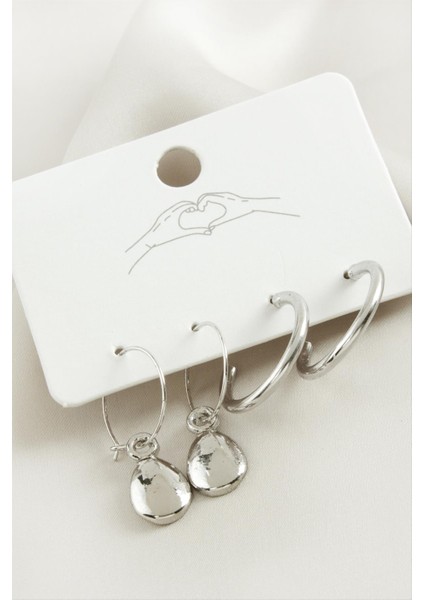 4 Adet Damla Halka Küpe