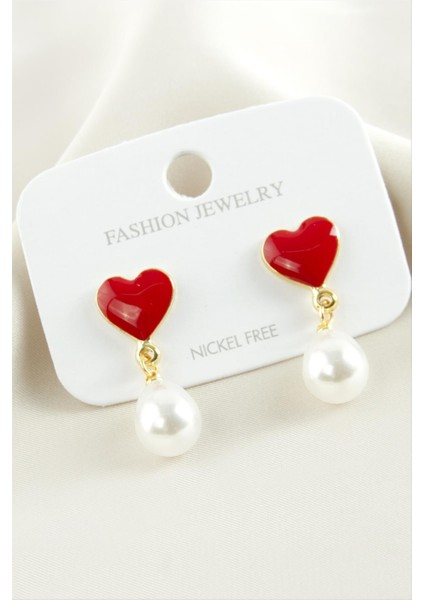 Kalp Mineli Inci Küpe