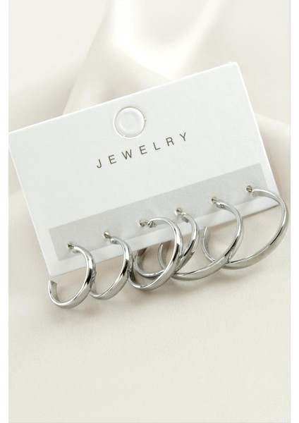 6 Adet Düz Trend Halka Küpe 1,5-2-2,5 cm