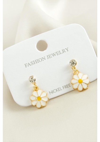 Papatya Taşlı Mineli Küpe