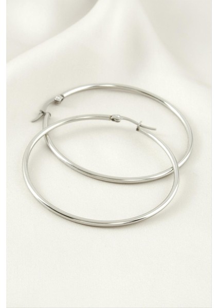 Halka Lüks Çelik Küpe 5,5 cm