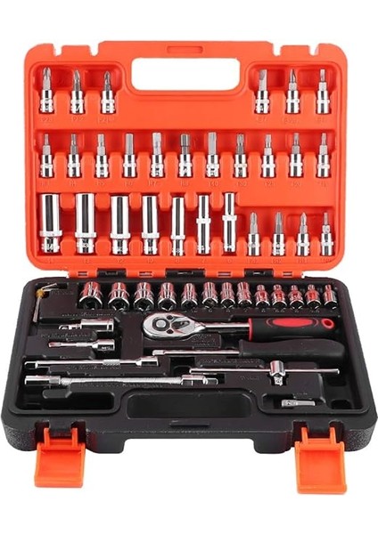Cırcır Anahtarı 20CM Cırcır Anahtarı Soket Seti Için Uygun Oto Tamir Için Değiştirme, 53 Adet 1/4in Soket Seti Cırcır Tork Anahtarı Combo Cr ‑ V Oto Araba Tamir Alet Takımı fiyatları