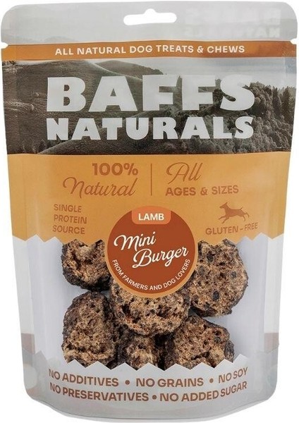 ‎Baffs Naturals Baffs Naturals Kurutulmuş Kuzu Etli Mini Burger Köpek Ödülü 100 gr