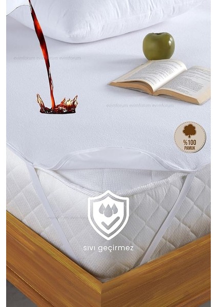 Pamuk Su Sıvı Geçirmez Köşe Lastikli Alez Tek Çift Bebek Park Yatak Koruyucu Alez (180 x 200)