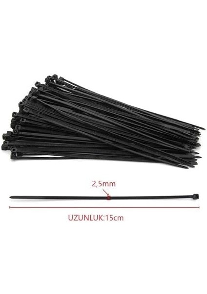 Çetsan 2, 5X150 Siyah 15CM Kablo Bağı Cırt Kelepçe TOPLAYICI-100 Adet, Sekatech fiyatları