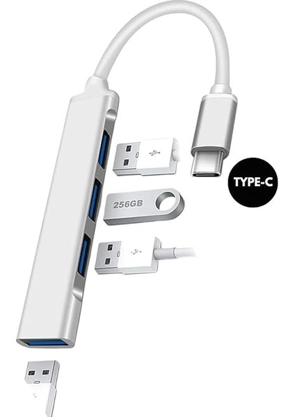 Type-C To USB Hub 4 Port Çoklayıcı Macbook ile Ile Uyumlu Çoğaltıcı Type C To USB Converter Hub