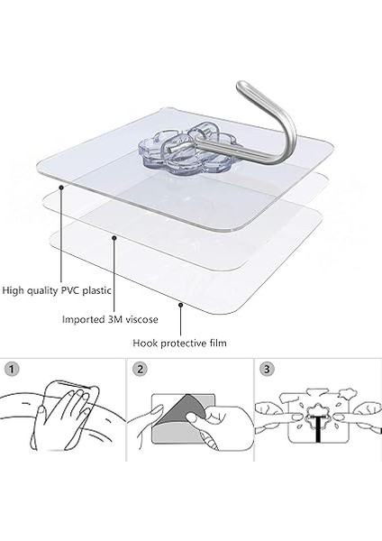 12 Adet Kanca, Kendinden Yapışkanlı Havlu Askısı, Maks. 8 Kg, Şeffaf, Delme Gerektirmez, Yapışkan Kanca, Banyo, Mutfak Için fırsatları