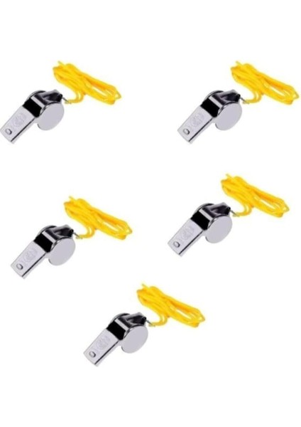 Metal Ipli Hakem ve Deprem Düdüğü Tekli Demir Düdük (5 Adet)