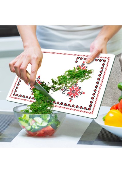 Cam Kesme Tahtası ve Sunumluk Kanaviçe Desenli 30 x 40 cm indirimleri