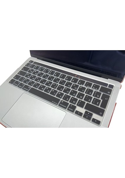 Rusça Klavye Macbook Pro M1-M2, 13INÇ Kılıf (Touchbarlı Pro) A2338 A2251 A2289 A2141 ile Uyumlu Siyah