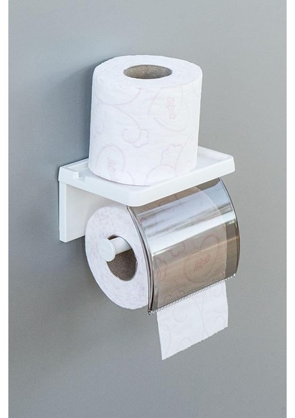 Home Yapışkanlı Kapaklı Tuvalet Kağıdı Askısı Banyo Tuvalet Kağıtlığı Aparatı Peçetelik Organizer Plastik, Beyaz fırsatları