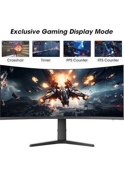 Monitör 34E6UC 34 Inç, 165Hz/, Uwqhd, 3440 * 1440, 1ms, Adaptive Sync, Monitörler, Gaming, Hdmı2.1 * 2, Dp1.4 * 1, Eğilmek,-5~20°/-15~15°, Yukarı ve Aşağı, VESA，HDR400, 75 * 75MM, Siyah modelleri