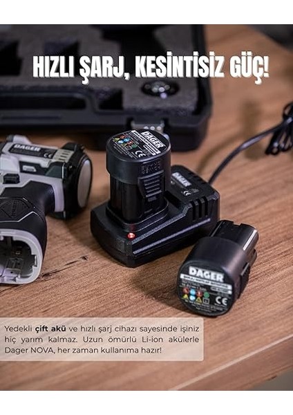 Nova 16.8V Kömürsüz Darbeli Şarjlı Matkap Vidalama Seti | 60NM | Çift Akü + 85 Parça Aksesuar + Hızlı Şarj | Pembe indirimleri