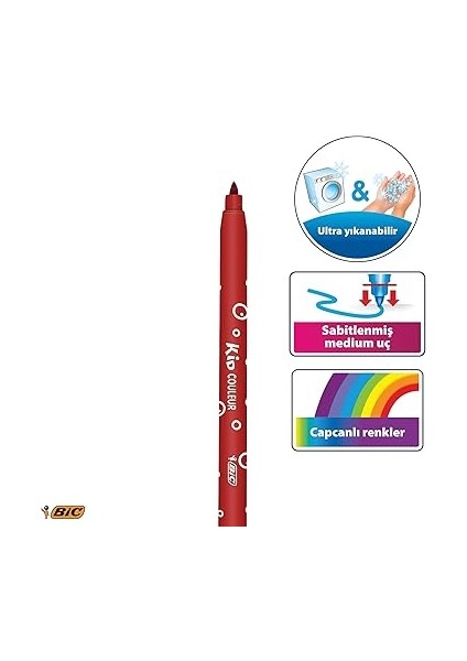 Kids Kid Couleur Ultra Yıkanabilir Keçeli Boya Kalemi 12 Renk, Kolayca Çoğu Kumaştan Çıkar, Su Bazlı Keçeli Kalem fiyatları