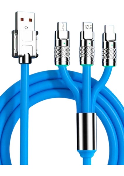 Buffer®kutulu 3 Şarj Aleti 1 Arada Çinko Alaşım Hızlı Şarj Kablosu Mavi 3 In 1