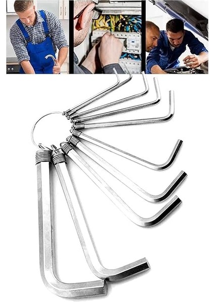 10 Parça Paslanmaz Çelik Alyan Seti Kısa Düz Köşe Alyan Anahtar Takımı fırsatları