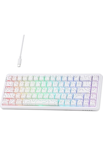 AK680 Max He Kablolu Manyetik Switch Klavye - 8000Hz - 0.125MS (AK680 Max He - Beyaz Desenli)