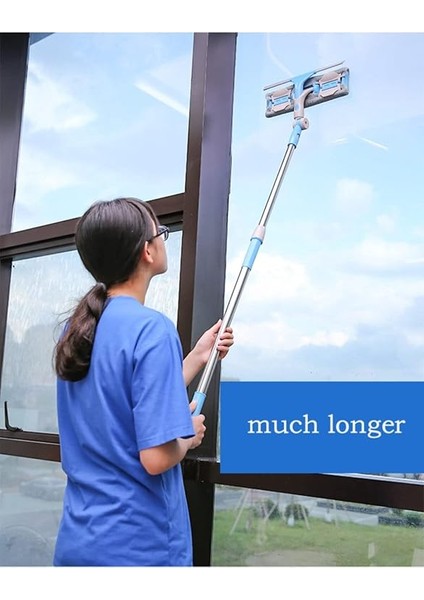 Stand Silecek, Cam Temizleme Aracı Silecek Çift Taraflı Teleskopik Çubuk Silme Pencere Artefakt Bina indirimleri