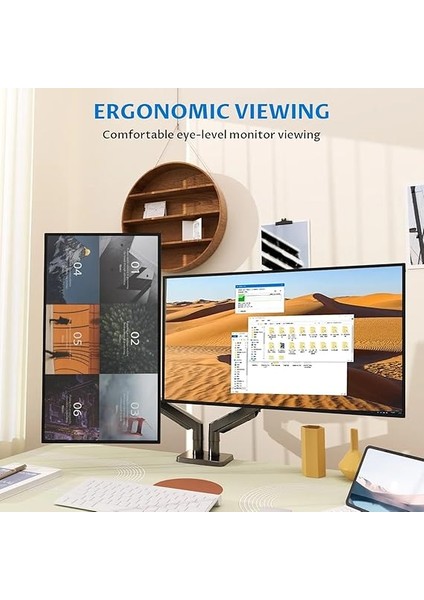 EF252D 13-32 Inch Amortisörlü Çift Kol Profosyonel Monitör Standı fırsatları