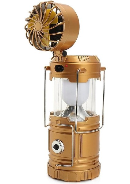 Şarjlı Powerbank Özellikli Kamp Lambası Güneş Enerjili Kızaklı Fanlı Kamp Feneri LED Lamba Işıldak