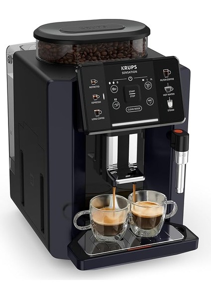 EA910B Sensation Tam Otomatik Kahve Makinesi, Gece Siyahı/siyah, Kullanıcı Dostu, Bakımı Kolay, Aydınlatma Uyarıları, Rahat Temizlik, Kullanıcı Tanımlı Ayarlar