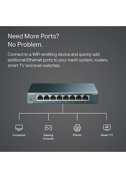TL-SG108, 8-Port 10/100/1000 Mbps Gigabit Ethernet Switch 5 V Harici Güç Adaptörü fırsatları