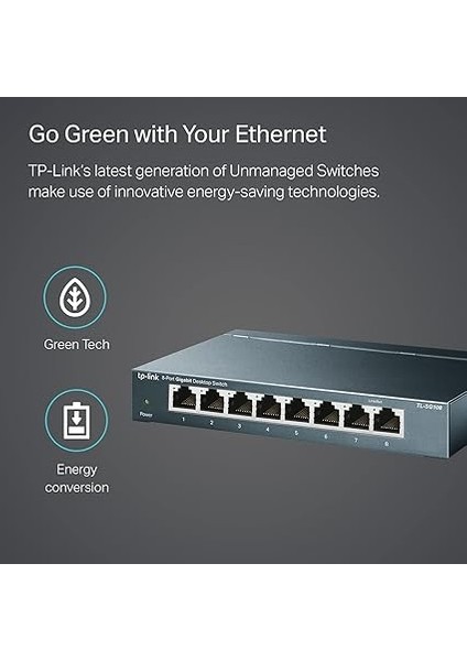 TL-SG108, 8-Port 10/100/1000 Mbps Gigabit Ethernet Switch 5 V Harici Güç Adaptörü indirimleri