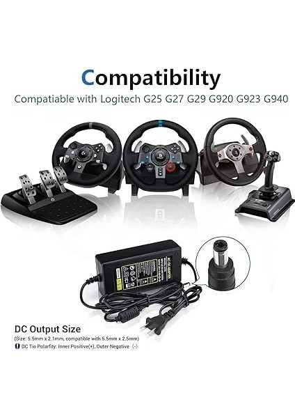Logitech G25 G27 G29 G920 G923 G940 Için Yedek 24V Ac Dc Güç Kaynağı Kablosu, Logitech Racing Wheel Apd DA-42H24 AD10110LF 190211-0010 190211-A030 Ps3 Xbox 360 Gt Adaptörü Şarj Kablosu fiyatları