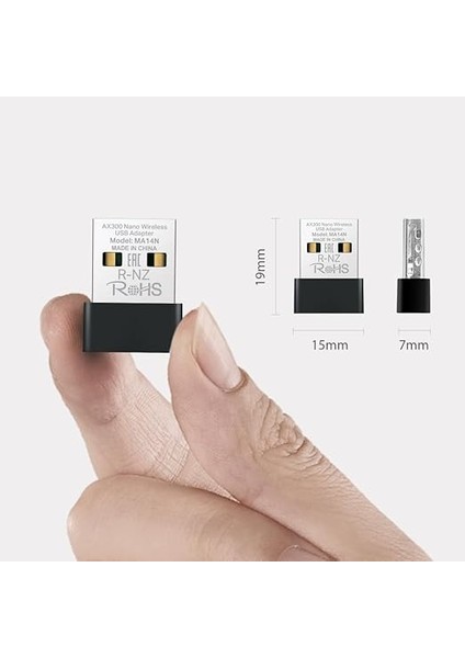 MA14N | AX300 Mbps Nano USB Wi‑fi 6 Adaptör | Kolay Kurulum | Windows & Linux Uyumlu | Tak‑çalıştır modelleri