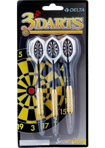 Dart Oku (3’lü Set) - Çelik Uç + Pirinç Gövde + Renkli Kanat - Dart Oku Seti, 22 gr
