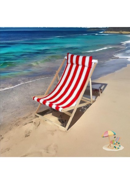 Ahşap Tasarım Katlanır Kamp Sandalyesi Şezlong Her Koşula Uygun Tekli Dinlenme Koltuğu Kırmızı