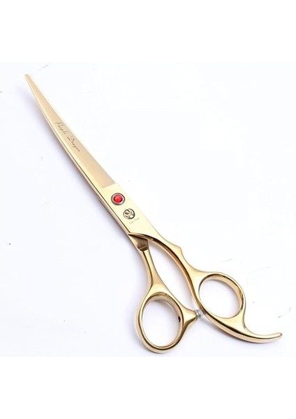 Dragon Profesyonel 7.0 Inch~18 cm Kedi/köpek Pet Kuaför Kavisli Makas (Gold)