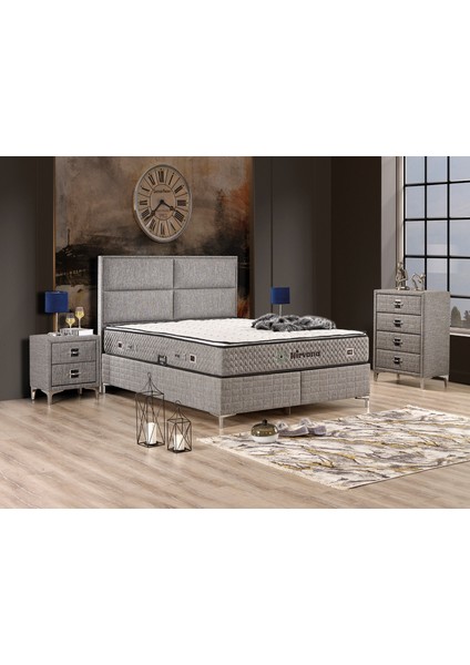 Nırvana Set Çift Kişilik Yatak Seti 160 x 200 Başlık + Sandıklı Baza+ Ortopedik Yatak