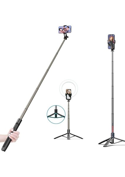 Q6 Katlanabilir Çok Fonksiyonlu Selfie Tripod Vlog Uzaktan Kumandalı 4 In 1 Android Ios