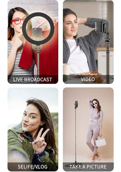 Q6 Katlanabilir Çok Fonksiyonlu Selfie Tripod Vlog Uzaktan Kumandalı 4 In 1 Android Ios indirimleri